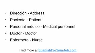 Spanish Vocabulary for Nurses about Medical Staff and Equipment