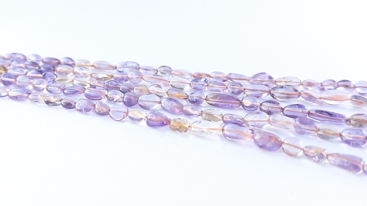 Ametrine | Smooth Tumble | 6-6.5mm Bead Size | 32cm Strand Length video