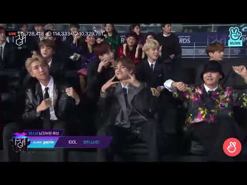 BTS reacting to IDOL performance MBC PLUS X GENIE MUSIC AWARDS