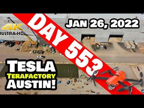Tesla Gigafactory Austin 4K  Day 553 - 1/26/22 -Tesla- TONS OF ACTION AT GIGA TEXAS ON EARNINGS DAY!