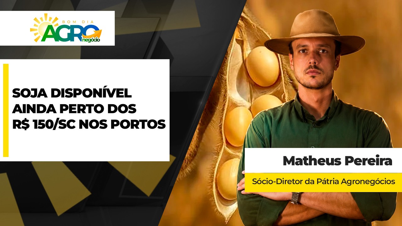 SOJA DISPONÍVEL AINDA PERTO DOS R$ 150/SC NOS PORTOS