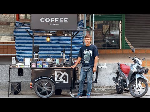 Cafe Vlog Mini Coffee Shop Street Carts Barista Work Hard Mobile Kopi Truck Bar Thai Relax Mood 4K