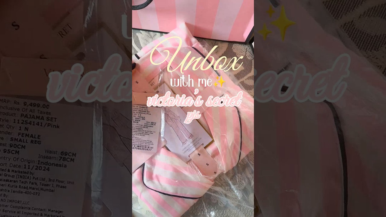 😍VS Pink Iconic Stripe Pajama Set Unboxing💖 | link in description🫶🏻✨