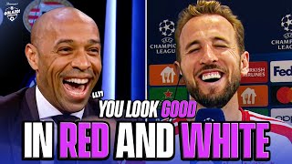 Thierry Henry jokes with Harry Kane after Bayern beat Man Utd! 🔴⚪