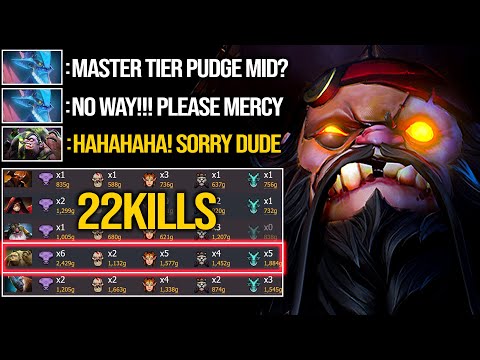 Monster 22Kills | Etlendo Pudge Nonstop Kill - Easy Destroy Immortal Leshrac Mid | Pudge Official