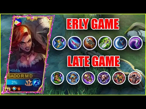 BEST BUILD HILDA IQ1000000 - HILDA ROAMING BUILD DAMAGE LATE GAME BUILD TANK | BY RMD | MLBB