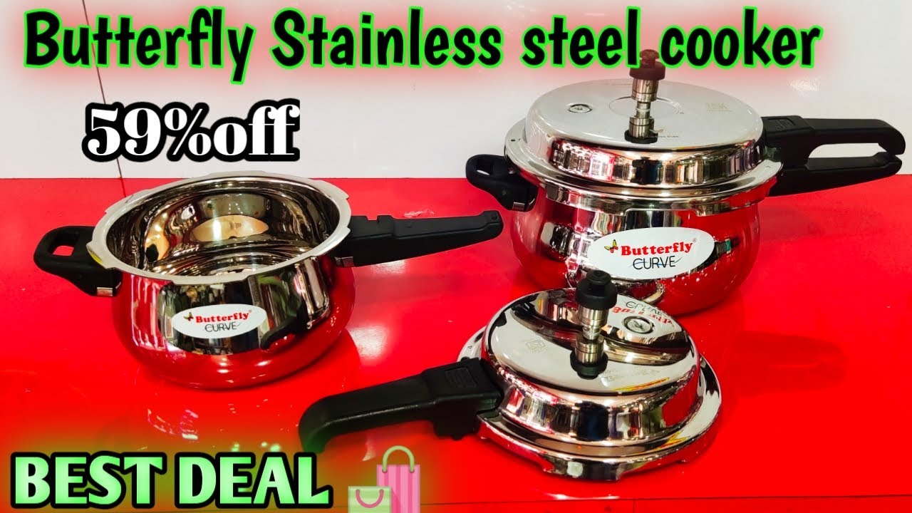 Butterfly Curve Stainless Steel Pressure Cooker Unboxing | 50% Off Butterfly steel Cooker | Hindi