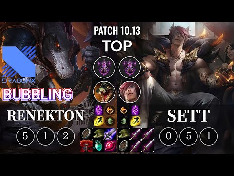 DRX Bubbling Renekton vs Sett Top - KR Patch 10.13