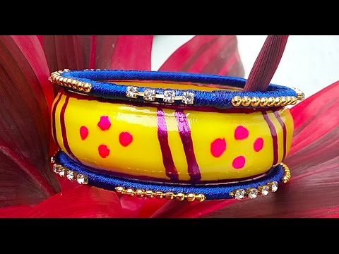 How To Make Bangles With Plastic Bottles ,Bangles making with silkthread and plastic bottle Video