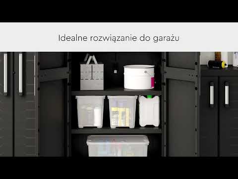 Шкаф Keter Kis Detroit Alto хозяйственный для уборочного инвентаря 182х65х45 см двухдверный с полками пластиковая черная (249798) - фото 1 - id-p2766520068
