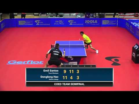 2016 NCTTA Nationals Coed Teams 1/2 Final - Emil Santos (Wesleyan) vs Donglong Hao (Ohlone)