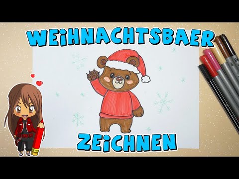 Weihnachtsbär einfach malen für Kinder | ab 7 Jahren | Malen mit Evi | deutsch