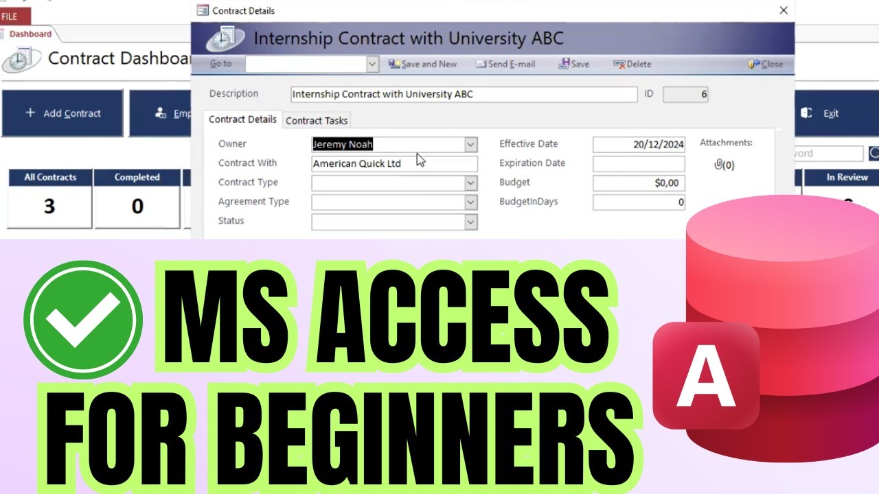📑 Microsoft Access Contract Management Tutorial + Ready-to-Use Software