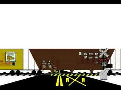 Freight Train Passing Through Grade Level Crossing