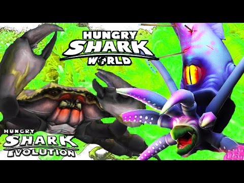 Hungry Shark Evolution vs World - Colossal Squid vs Giant Crab🦑🦀