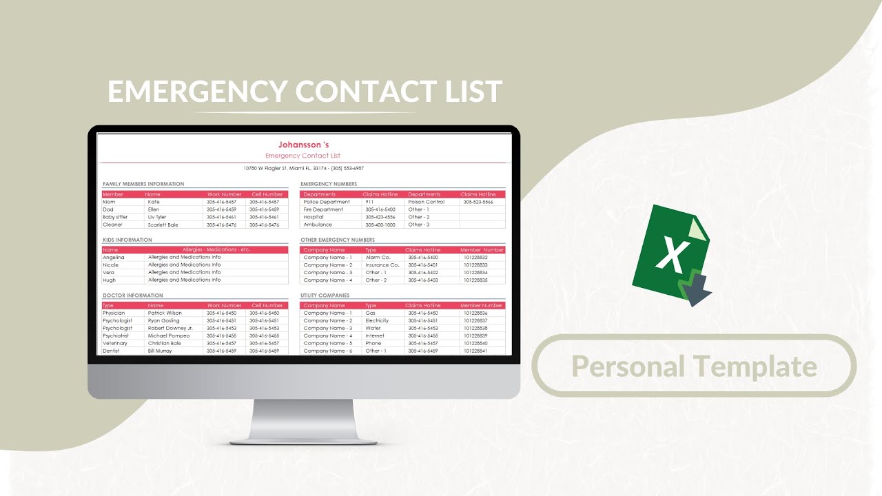 Emergency Contact List Excel Template