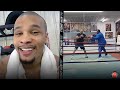 CHRIS EUBANK JR WATCHES IN AWE AS ROY JONES JR LETS HANDS GO THROWING VICIOUS HOOKS ON THE MITTS