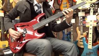 Video thumbnail for In shop demo: Crews Uncle Fat Fretless. Circa 2004 Ash / Mahogany / Ebony by Bass Japan Direct