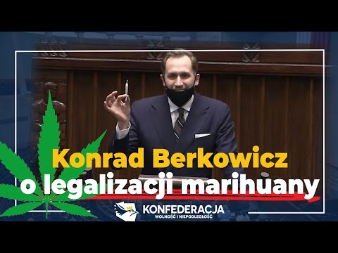 Konrad Berkowicz z jointem na mównicy o legalizacji marihuany