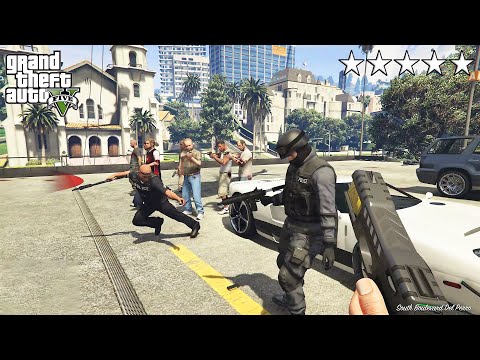 GTA 5 - Michael And Friends FIVE STAR STUN GUN COP BATTLE! (GTA V Funny Moments)
