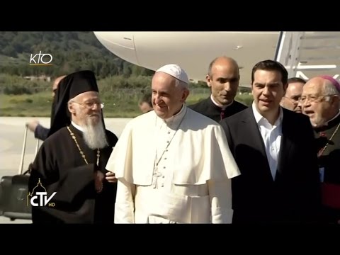 Cérémonie de bienvenue du Pape François sur l’Île de Lesbos