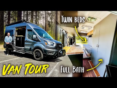 INSANE Adventure Van Build - Full Bath, Fold Away Beds, Ford Transit AWD