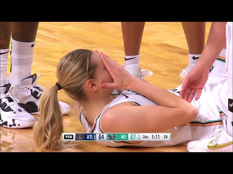 Johannes HIT IN FACE With Ball As Wheeler Throws It Off Her To Save It | NY Liberty vs Atlanta Dream