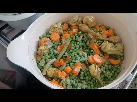 Artichokes ,carrots and green peas ???? .my  husband love so much  this food.