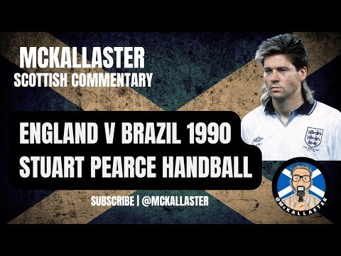 Cheating England v Brazil 1990. Chris Waddle's Mullet & Stuart Pearce's handball Scottish Commentary