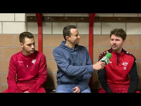 Verdediger Thomas Van Den Breen en middenvelder Tomas De Coninck van SK Steenhuffel