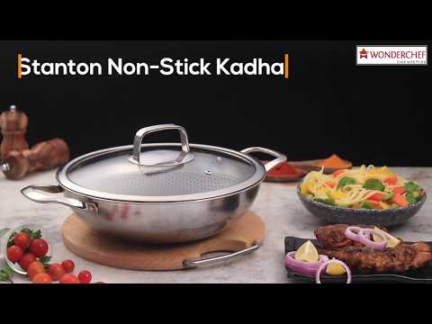 Stanton 28 cm Non-stick Kadhai/Kadai with Lid - 3.4 Litre | 3 ply steel