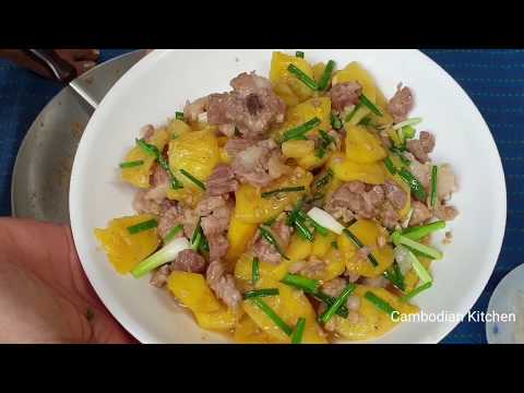 Fried Rib Pork With Sweet Pineapple - Yummy Recipe - Cambodian Kitchen Video