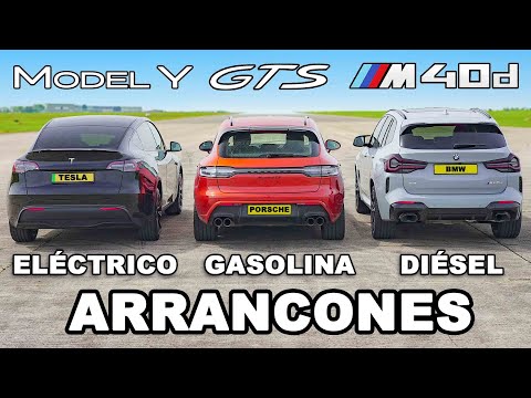 Porsche Macan GTS vs BMW X3 M40d vs Tesla Model Y: ARRANCONES