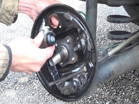 How to remove & replace rear drum brake by pre assembled kit shoes & wheel cylinder