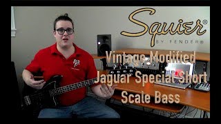 Video thumbnail for Squier Vintage Modified Jaguar Bass Special SS (Short Scale) by Cryptic Mask Guitar