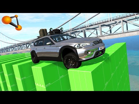 BeamNG.drive - Cars Are Trying To Cross The Unfinished Bridge