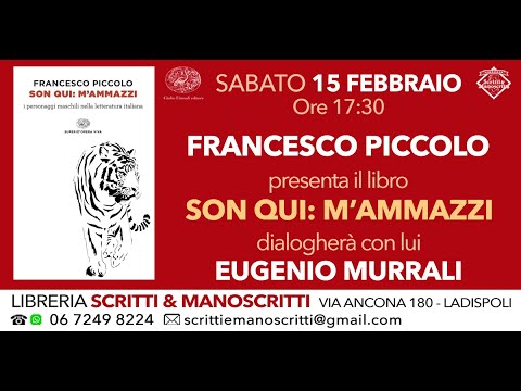 Francesco Piccolo presenta "Son qui: m'ammazzi" pubblicato da Einaudi. Dialoga con Eugenio Murrali.