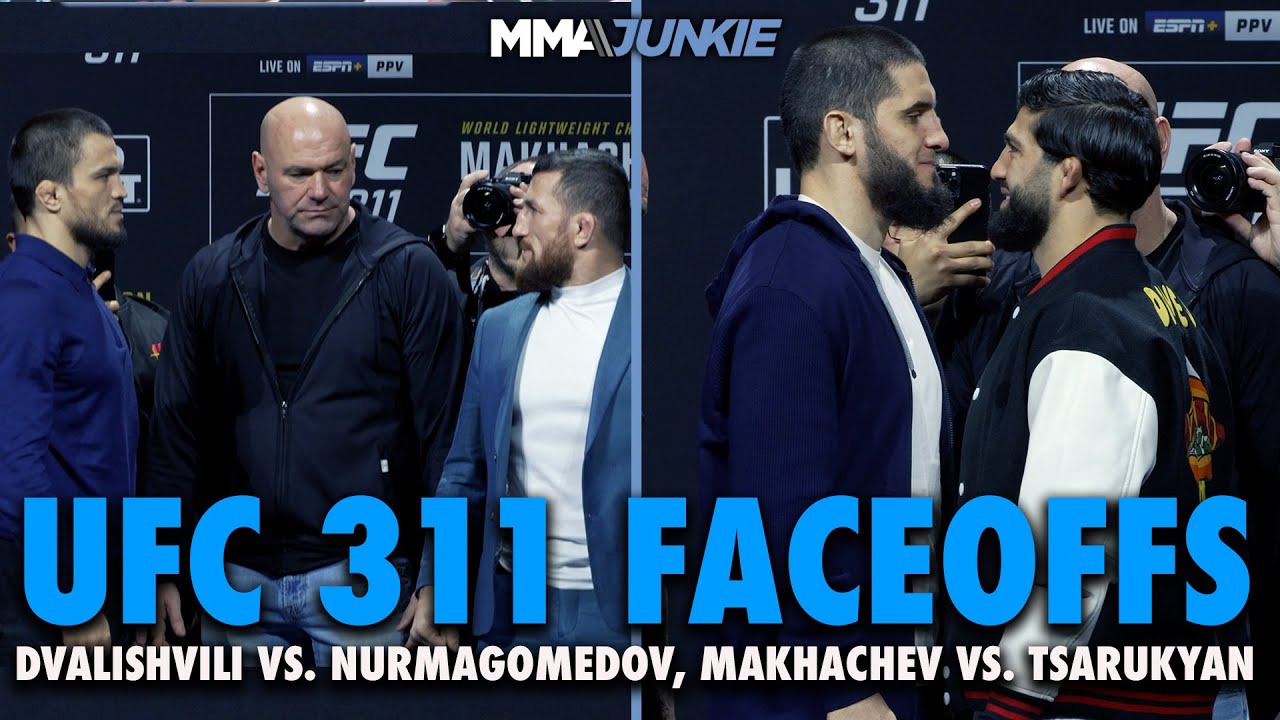 UFC 311 Faceoffs: Makhachev vs. Tsarukyan 2, Dvalishvili vs. Nurmagomedov First Staredowns
