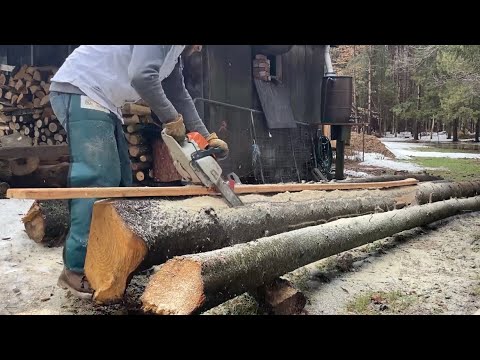 Chainsaw Mill DIY Beam in 3 minutes; no24 #chainsaw #chainsawmill