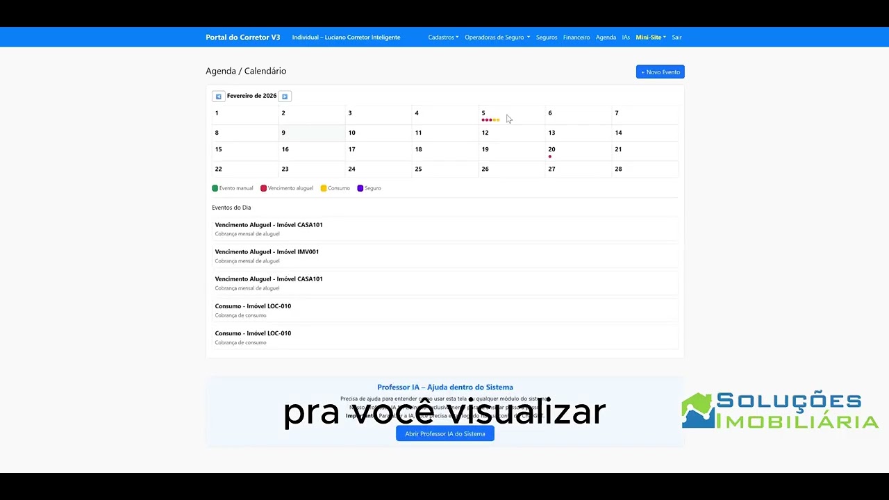 Vídeo Agenda do Sistema