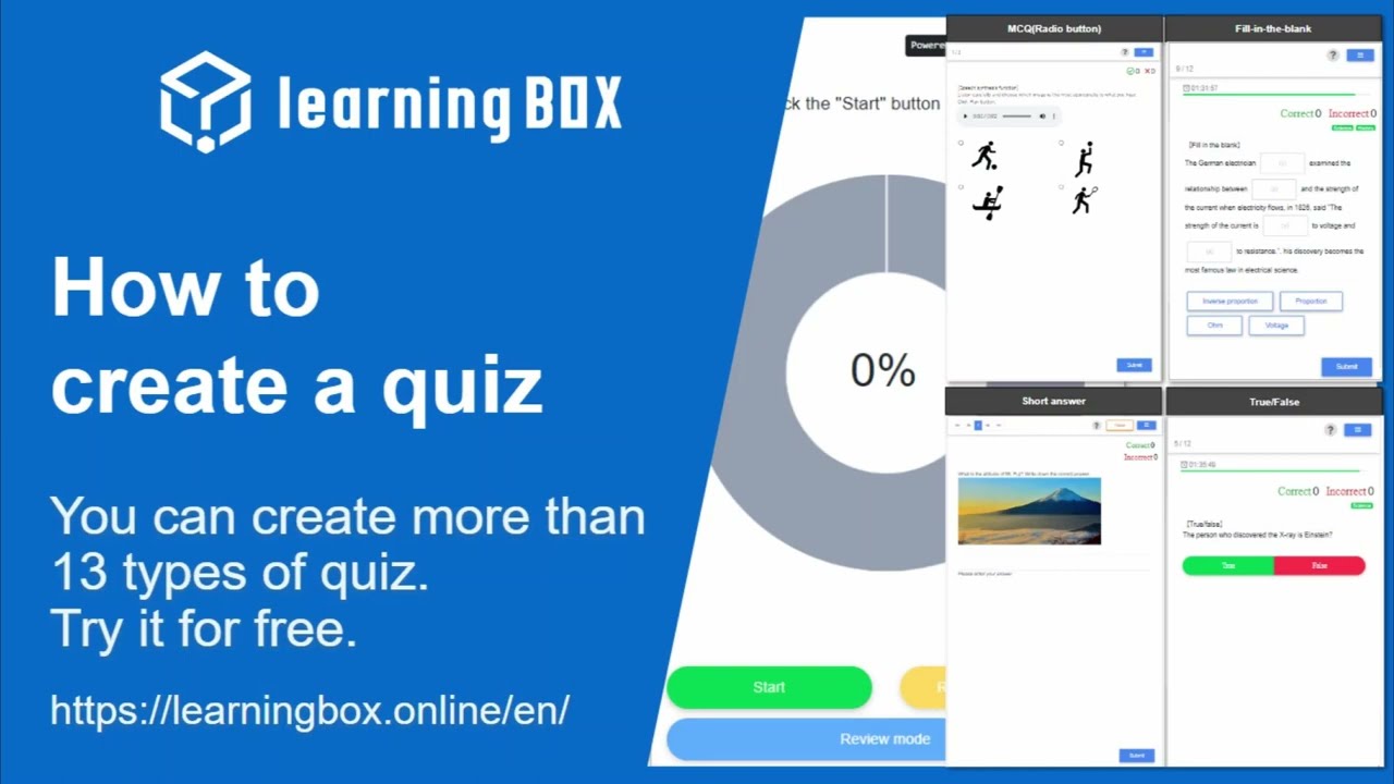 learningBOX How to create a quiz