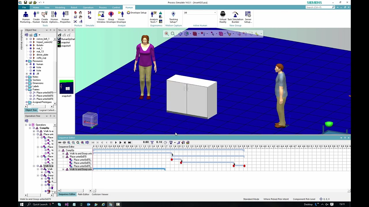 Two Humans Carry One Object Non TSB | Human Simulation | Process Simulate | Tecnomatix |