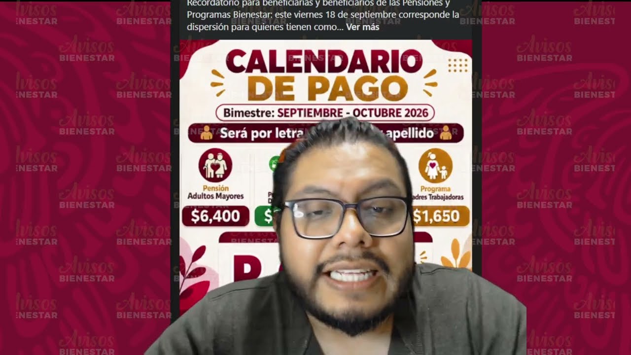 ¡HOY 18 DE SEPTIEMBRE! pago de la pensión bienestar adultos mayores con letra de apellido ?