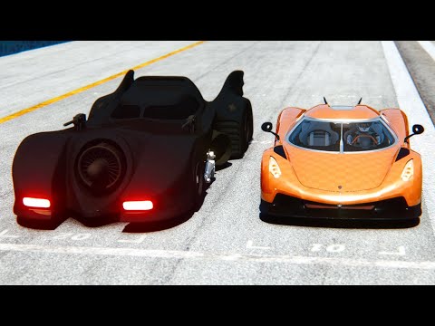 Koenigsegg Jesko Absolut vs Batmobile 1989 at Drag Race 20 KM