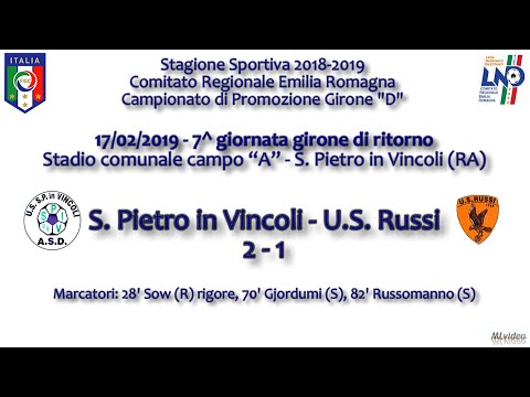 17/02/19 – Promoz. ER "D" – 7^ rit. – SPIV-US Russi 2-1 LE RETI
