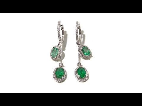 Colleen Lopez Emerald and White Zircon Drop Earrings