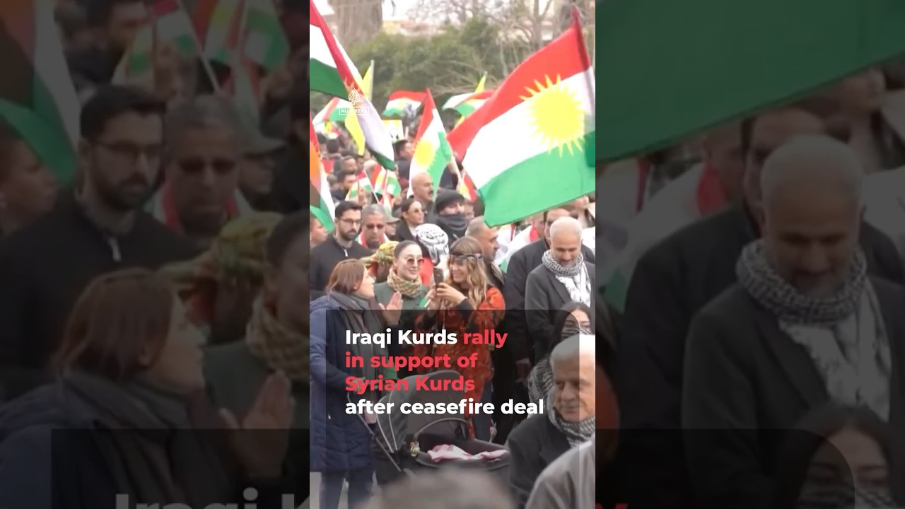 Video | Iraqi Kurds rally for Syrian Kurds after fighting in northern Syria | AJ #shorts
