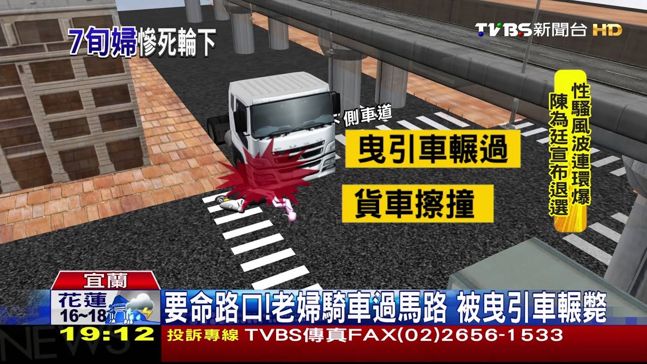 死亡車禍!老婦騎車過馬路 遭曳引車輾斃