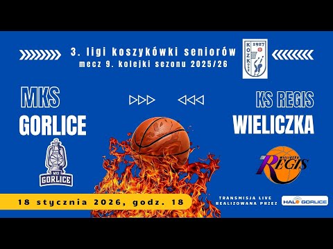 Mecz 9. kolejki 3. ligi koszykówki seniorów: MKS Gorlice - UKS Regis Wieliczka (18 stycznia 2026)
