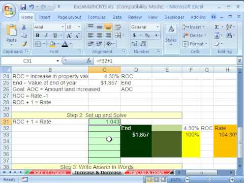 Excel Busn Math 31 Increase Decrease Math Problems